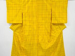 アンティーク　格子織り出し米沢紬着物